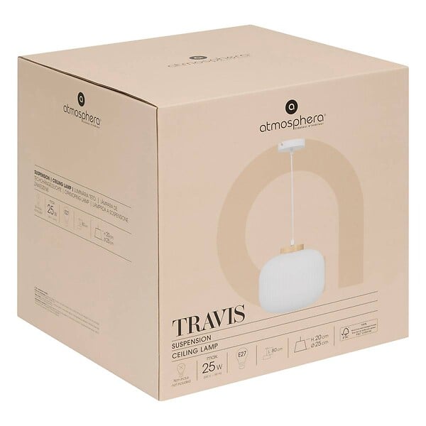ATMOSPHERA - Suspension verre "Travis" blanc D25cm - large