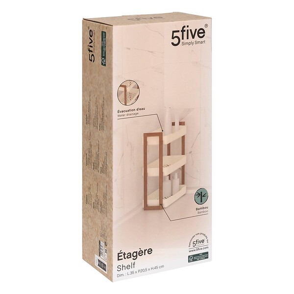 5 FIVE SIMPLY SMART - Étagère "Naturéo" 3 niveaux en bamboo - large