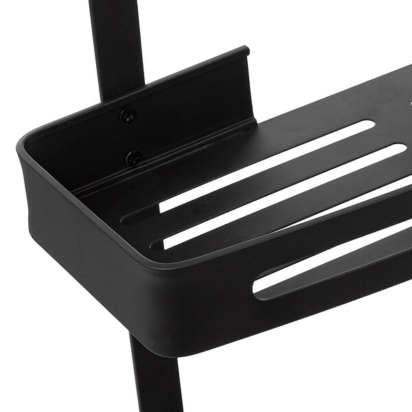 5 FIVE SIMPLY SMART - Serviteur de douche 2 niveaux stick adhésif noir "Blackalu" - large
