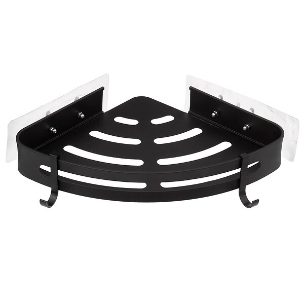 5 FIVE SIMPLY SMART - Étagère de douche d'angle stick adhésif noir "Blackalu" - large