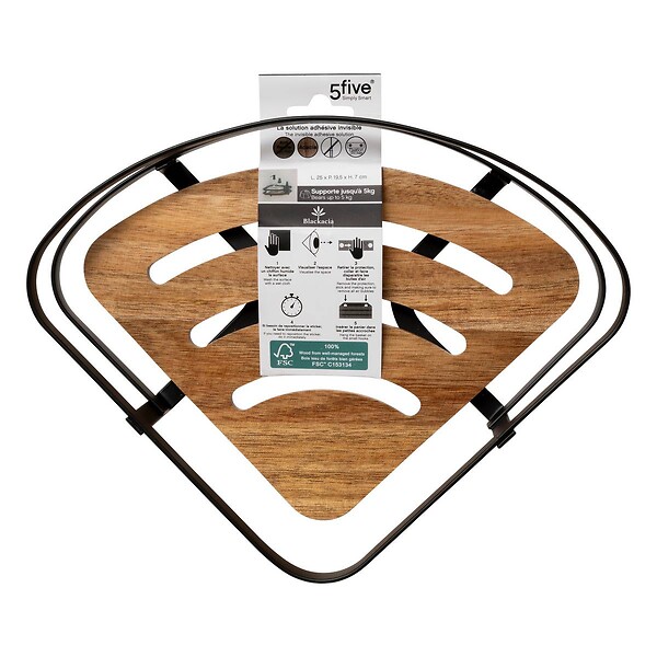 5 FIVE SIMPLY SMART - Étagère de douche d'angle "Blackacia" en acacia - large
