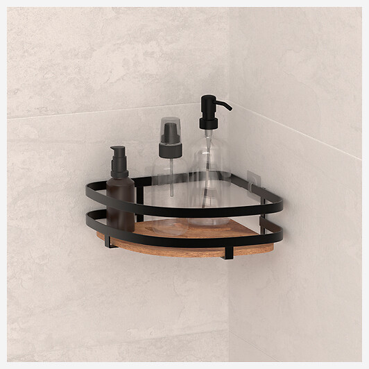 5 FIVE SIMPLY SMART - Étagère de douche d'angle "Blackacia" en acacia - large
