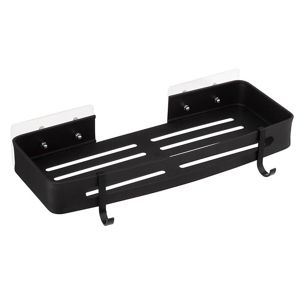 5 FIVE SIMPLY SMART - Étagère de douche rectangle stick adhésif noir "Blackalu" - large