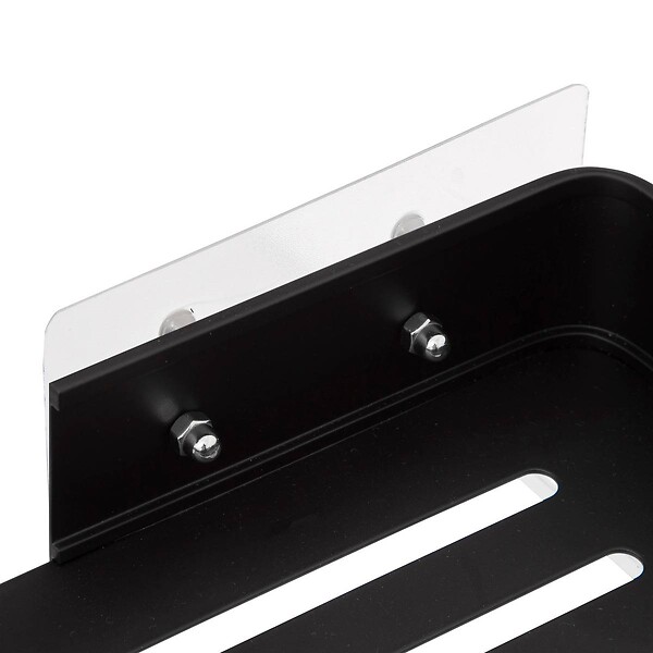 5 FIVE SIMPLY SMART - Étagère de douche rectangle stick adhésif noir "Blackalu" - large