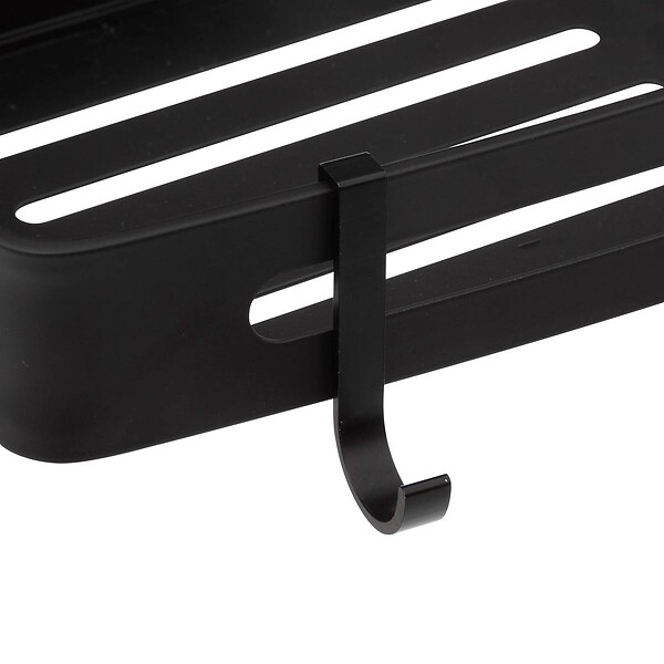 5 FIVE SIMPLY SMART - Étagère de douche rectangle stick adhésif noir "Blackalu" - large
