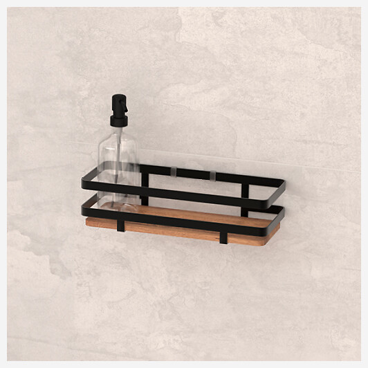 5 FIVE SIMPLY SMART - Étagère de douche "Blackacia" en acacia - large