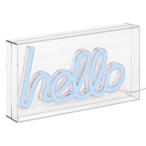 ATMOSPHERA - Tube néon à poser led "Hello" bleu L 23cm - large