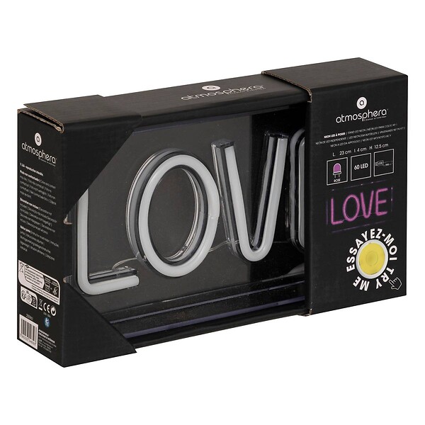 ATMOSPHERA - Tube néon à poser led "Love" rose L 23cm - large