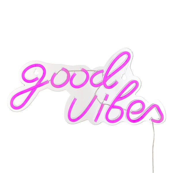 ATMOSPHERA - Tube néon mural led "Good vibes" rose L 40,5cm - large
