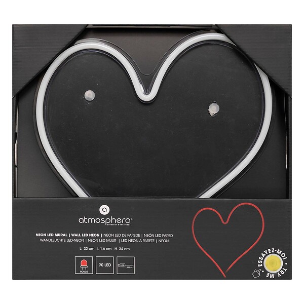 ATMOSPHERA - Tube néon mural led "Coeur" rouge L 32cm - large