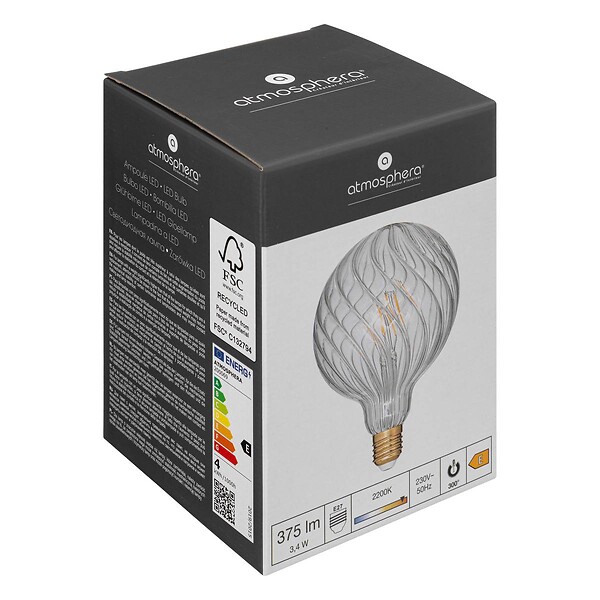 ATMOSPHERA - Ampoule LED "Striée" D12,5cm transparent - large