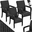 TECTAKE - Chaise en résine tressée GIRONA avec une capacité de charge de 120 kg noir - vignette