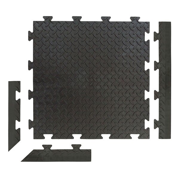 INTEC - Pack 5 Bordures Males pour Dalle PVC noire Clipsable Sol Antidérapant Carré Garage Atelier PS50CRN/M INTEC - large