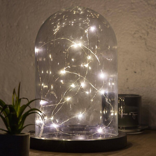 ATMOSPHERA - Guirlandes "Anya" 20 microLED à pile argent blanc chaud L190cm - large