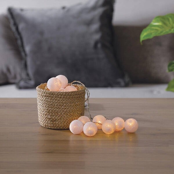 ATMOSPHERA - Guirlande LED 16 boules pile rose clair L255cm - large