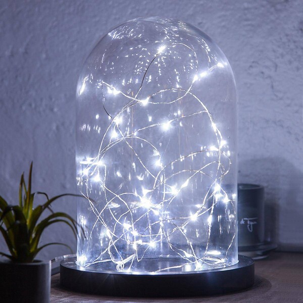 ATMOSPHERA - Guirlandes "Anya" 40 microLED à pile argent blanc froid L400cm - large