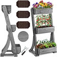 TECTAKE - Jardinière verticale FLORA en bois laqué avec toile de paillage gris - vignette