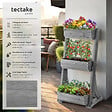 TECTAKE - Jardinière verticale FLORA en bois laqué avec toile de paillage gris - vignette