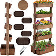TECTAKE - Jardinière verticale FLORA en bois laqué avec toile de paillage marron - vignette