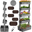 TECTAKE - Jardinière verticale FLORA en bois laqué avec toile de paillage gris - vignette