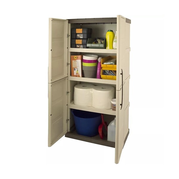 ARTPLAST - Armoire de rangement 2 portes 3 Etagères Beige 70 x 39 x 165cm Meuble de Garage Atelier Buanderie ARTPLAST - large