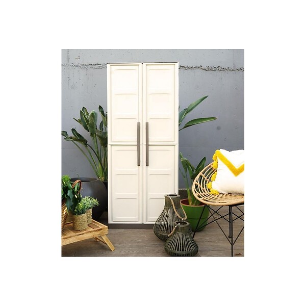 ARTPLAST - Armoire de rangement 2 portes 3 Etagères Beige 70 x 39 x 165cm Meuble de Garage Atelier Buanderie ARTPLAST - large