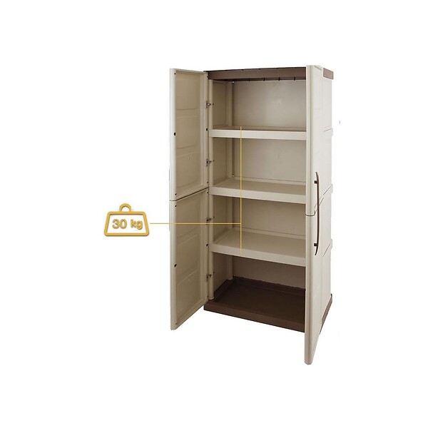 INTEC - Armoire de rangement haute 2 portes 3 étagères - 70 x 39 x 165 cm - Armoire Intérieur/Exterieur Résistante INTEC - large