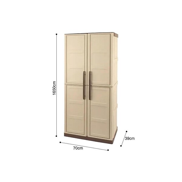 INTEC - Armoire de rangement haute 2 portes 3 étagères - 70 x 39 x 165 cm - Armoire Intérieur/Exterieur Résistante INTEC - large