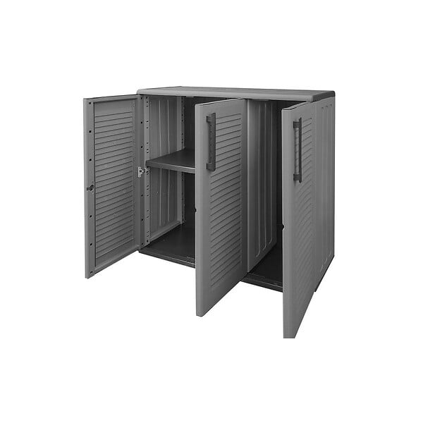 ARTPLAST - Armoire de Rangement Garage Atelier - Armoire basse 3 portes et 1 étagère Réglable Polypropylène 102x37h84 cm Charge 20 kg - large