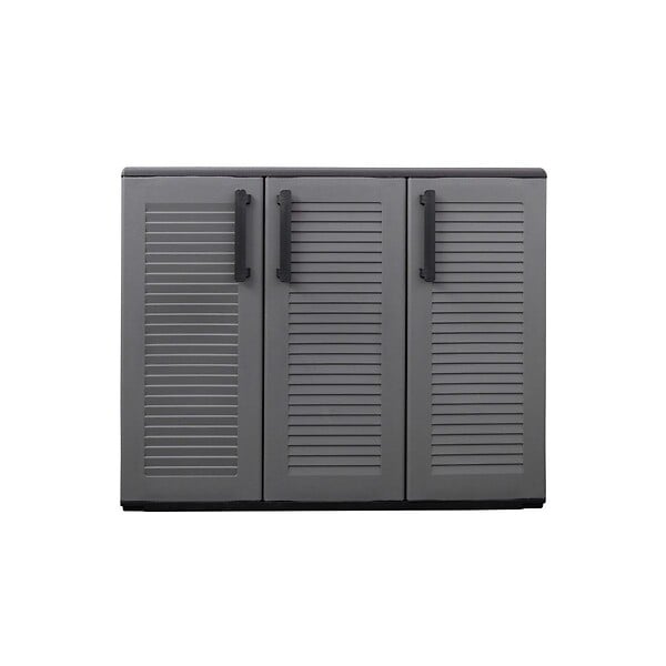 ARTPLAST - Armoire de Rangement Garage Atelier - Armoire basse 3 portes et 1 étagère Réglable Polypropylène 102x37h84 cm Charge 20 kg - large