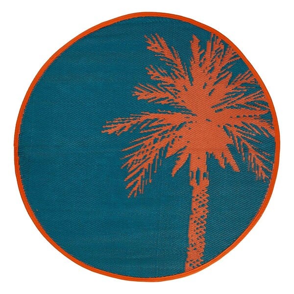 ATMOSPHERA - Tapis d'extérieur "Yucatan" bleu canard D120cm - large