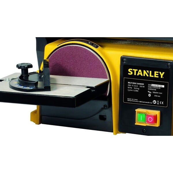 STANLEY - Ponceuse d'établi 370W Disque 150mm Abrasif 100x914mm Base Fonte anti basculement Ponçage Polissage Bois & Métaux Stanley - large
