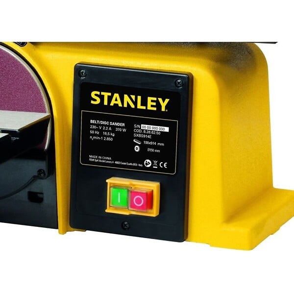 STANLEY - Ponceuse d'établi 370W Disque 150mm Abrasif 100x914mm Base Fonte anti basculement Ponçage Polissage Bois & Métaux Stanley - large
