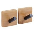 5 FIVE SIMPLY SMART - 2 patères adhésives "stiky" en métal et bamboo - 5 five simply smart - vignette