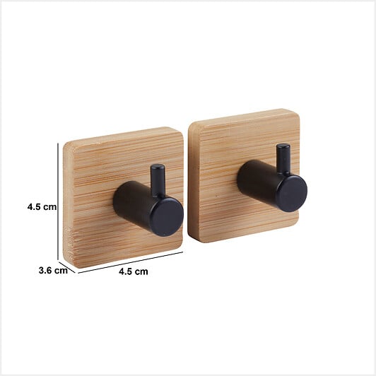 5 FIVE SIMPLY SMART - 2 patères adhésives "stiky" en métal et bamboo - 5 five simply smart - large
