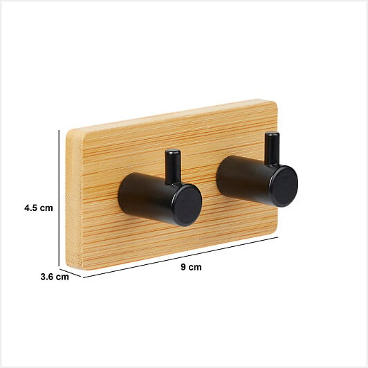 5 FIVE SIMPLY SMART - Patère adhésive "stiky" en métal et bambou - 5 five simply smart - large