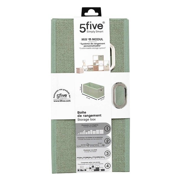 5 FIVE SIMPLY SMART - Boîte de rangement "Mix 'n' Modul" vert olive 15x31cm - large