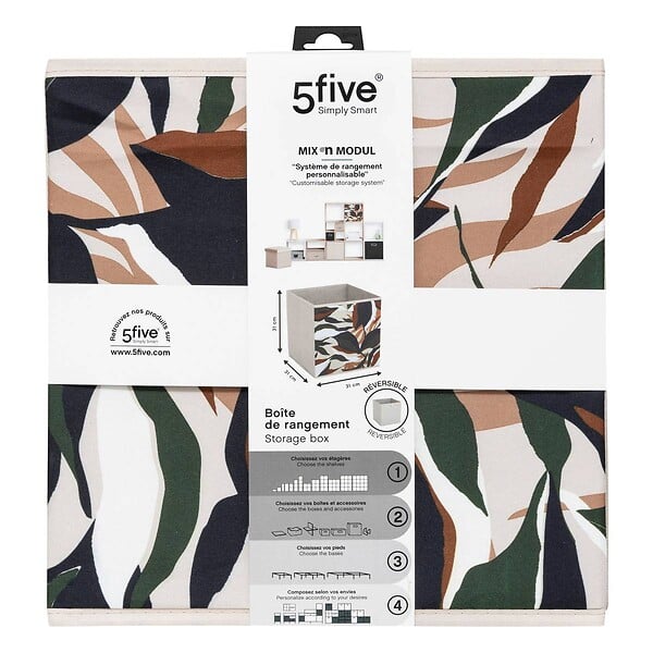 5 FIVE SIMPLY SMART - Boîte de rangement "Mix 'n' Modul" motif lauria 31x31cm - large