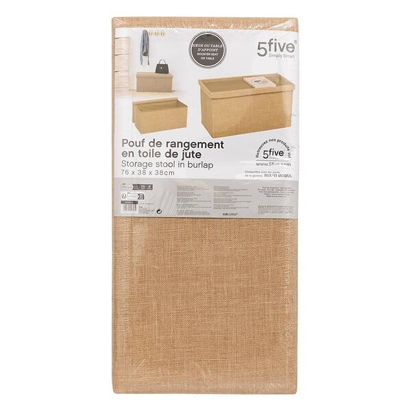 5 FIVE SIMPLY SMART - Pouf de rangement "Mix 'n' Modul" en toile de jute beige 76x38cm - large