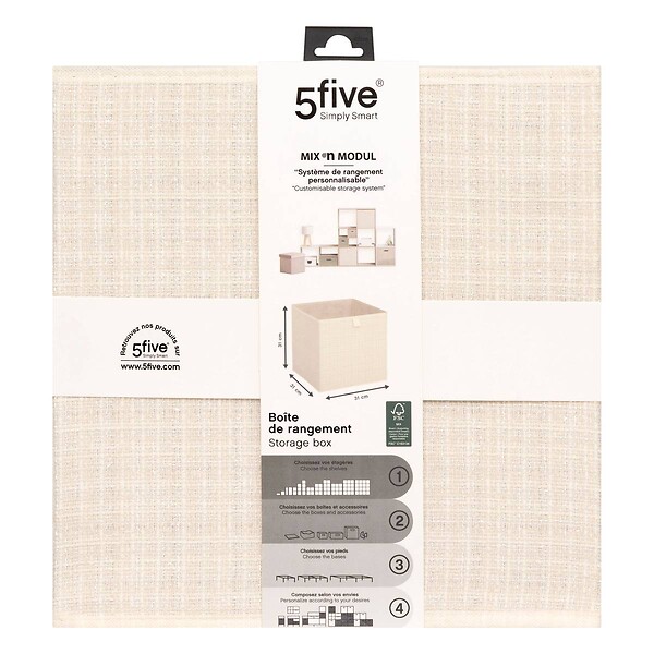 5 FIVE SIMPLY SMART - Boîte de rangement "Mix 'n' Modul" tweed beige 31x31cm - large