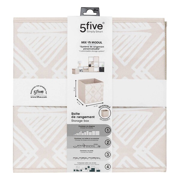 5 FIVE SIMPLY SMART - Boîte de rangement "Mix 'n' Modul" motif bohema 31x31cm - large