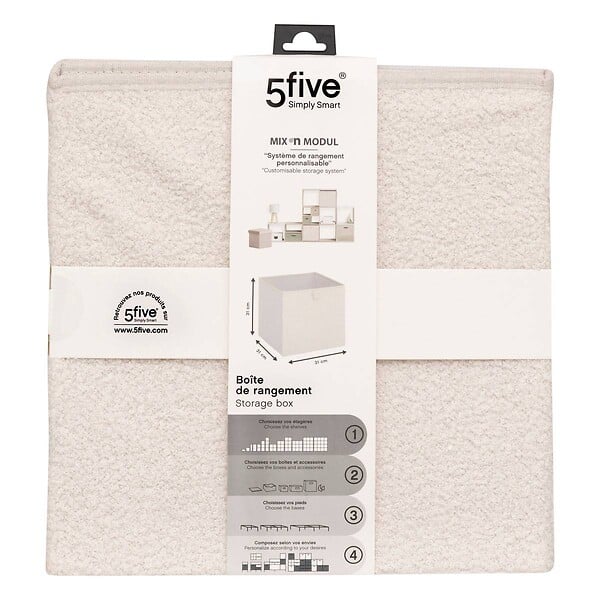 5 FIVE SIMPLY SMART - Boîte de rangement "Mix 'n' Modul" bouclette blanc 31x31cm - large