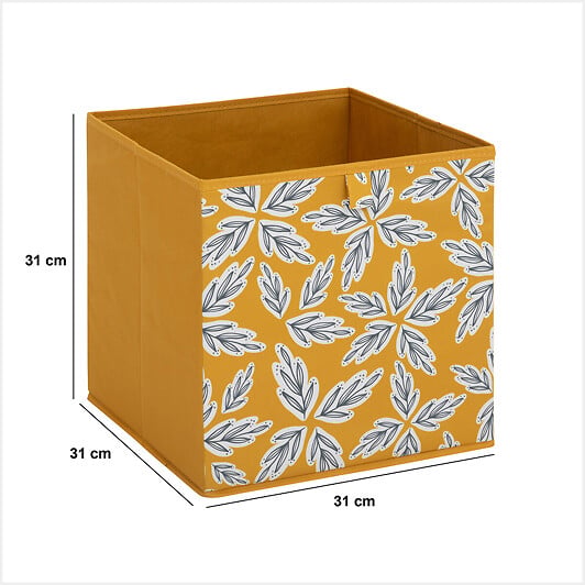 5 FIVE SIMPLY SMART - Boîte de rangement "Mix 'n' Modul" motif folia jaune 31x31cm - large