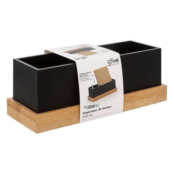 5 FIVE SIMPLY SMART - Organiseur amovible bambou "Bava" noir - large