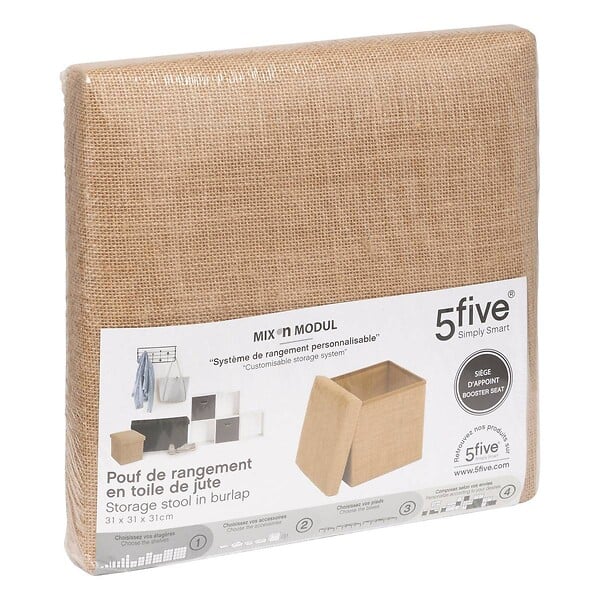 5 FIVE SIMPLY SMART - Pouf de rangement "Mix 'n' Modul" en toile de jute 31x31cm - large