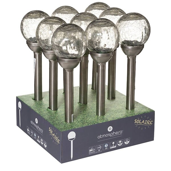 ATMOSPHERA - Balise solaire "Nara" argent H44cm - large