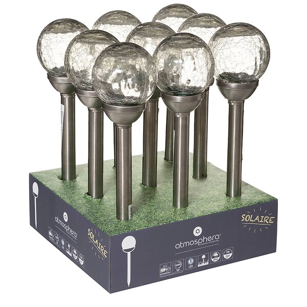 ATMOSPHERA - Balise solaire "Nara" argent H44cm - large