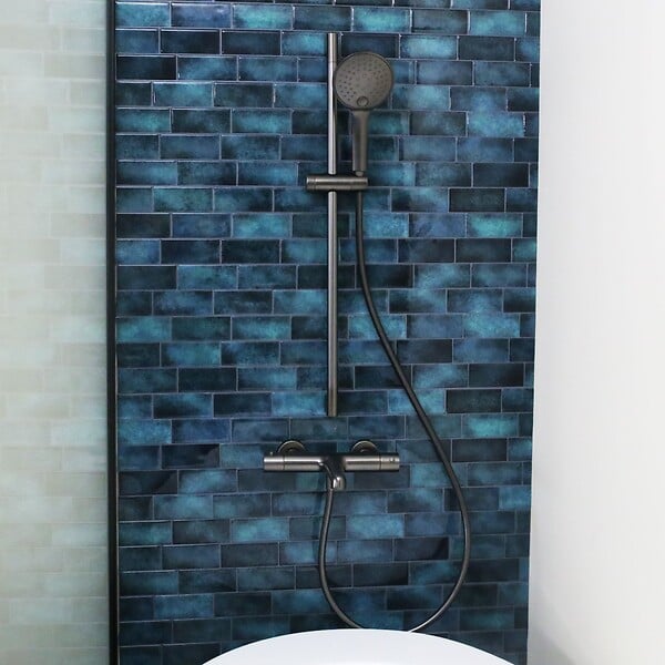 ESSEBAGNO - Luisa ensemble barre de douche 3 pièces gris gun métal - large