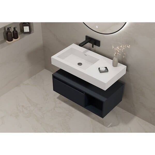 DISTRIBAIN - Meuble de salle de bain ROMANZA 900 Noir (sans miroir) - large