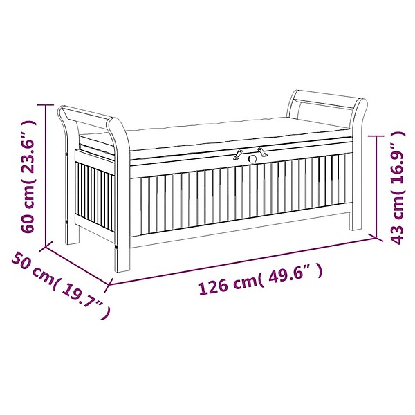 VIDAXL - vidaXL Banc de rangement de jardin avec coussin 126 cm Bois d'acacia - large